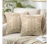 Chicamy Juego de 2 Fundas De Cojines Estilo Bohemio 40x40 cm Diseño Exótico Indio Café Fundas de Almohada Cuadradas Cojín Decorativo para Sofá, Dormitorio, Sala De Estar, Exterior Jardin