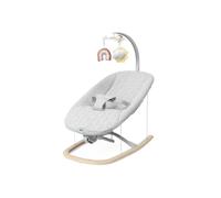 Chicco Zen Wave - Balancín con movimiento de balancín natural, adecuado desde el nacimiento hasta 9 kg, barra de juguete desmontable con 3 juguetes, plegable compacto y delgado, madera gris