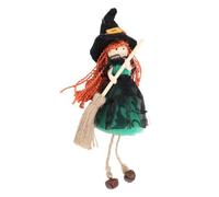 CHICIRIS Adorno de Muñeca de Bruja Colgante, Figura Pequeña y Ligera con Escoba para Decoración Interior y Exterior (Green)