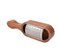 CHICIRIS Rallador de Queso con de Madera con Contenedor, Trituradora de Mano Fácil de Usar para Queso, Herramienta de Cocina de Chocolate, Acero Inoxidable, 1 Unidad