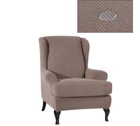 Chickwin Funda Sillon Orejero Elástica Impermeable, Funda Sillon Orejero con Cojin Separado, Funda Color Sólido Moda Sofa 1 Plaza, Fundas para Sillones Orejeros Lavables (Marrón Claro)