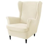 Chickwin Funda Sillon Orejero Pequeños Cuadrados, Funda Sillon Orejero con Cojin Separado, Funda Elástica Sofa 1 Plaza, Fundas para Sillones Orejeros Lavables (Beige)