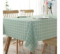 Chickwin Mantel Antimanchas Rectangular Moda Patrón, PVC Mantel Mesa, Impermeable Manteles de Plástico Resistente al Aceite Hules para Mesas Cuadrado Comedor Cocina (Cuadros Verdes,100x160cm)