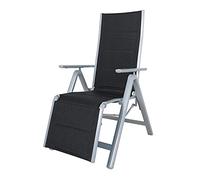Chicreat - Silla de relax plegable, estructura de aluminio, Plateado/Negro, 67 x 58 x 110cm
