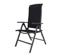 Chicreat - Silla plegable de aluminio tapizada y con respaldo alto (Gris Oscuro/Negro)