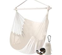Chihee Columpios Silla Hamaca Fuerte Metal Plegable Barra separadora Portátil Silla Colgante Máximo 227KG Asiento cómodo Patio Césped Silla Mezcla de algodón para Comodidad Superior Durabilidad