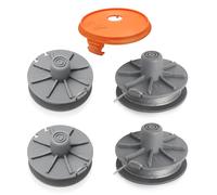 CHIHOLEN Bobinas de Hilo para Cortabordes Compatible con 5307-20, Bobina de Hilo de para Gardena Art 8846, 8847,8848, 9805, 9806, 9807, 9808, 9809, 9827, 9870,9872,9874, Ø1,65mm 6,1m(4 Bobin 1 Tapa)