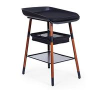 CHILDHOME, Mesa de cambiador, escalable, 4 alturas, fácil de mover, ruedas, sistema de frenado, robusto, cesta de almacenamiento, cojín incluido, Evolux, Black Nut