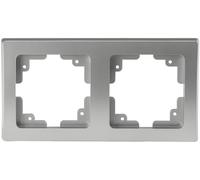 ChiliTec Delphi - Marco para instalación eléctrica (para empotrar, Apto para componentes de enchufes, Interruptor, Interruptor de Red, regulador de Intensidad, Caja USB PIR, etc., Marco Doble, Plata)