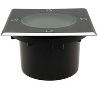 ChiliTec Foco empotrable en el suelo, rectangular, 70 mm, plano, 12 x 12 cm, IP65, transitable y resistente a los golpes, 2 conexiones, lámpara exterior