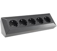 CHILITEC Regleta de 5 enchufes de esquina para cocina, 230 V, ángulo de 90°, para montaje en esquina y en superficie, para cocina, taller, color gris antracita