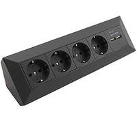 ChiliTec Toma de esquina para cocina con USB, toma de corriente doble, 4 tomas de corriente, 2 puertos USB 3,1 A, ángulo de 90 grados, montaje en superficie y esquina de 230 V para encimera, cocina