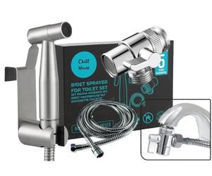 CHILL HOUSE Kit Bidet Portatil para Wc, Ducha Higienica con Adaptador Grifo en Acero Inox AISI 304 y Manguera de Ducha 1,5 M en Acero Inox. Ducha Bidet Para Wc Inodoro Completo