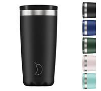 Chilly's Original Taza de Café - Taza Térmica Portátil para Bebidas Frías y Calientes - Con tapa - Taza de Doble Pared con Aislamiento al Vacío - Acero Inoxidable - Negro Monocromado, 500ml