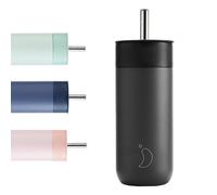 Chilly's Switch - Vaso Switch de acero inoxidable sin BPA con pajita incorporada para batidos y tés - Doble pared, aislado al vacío - Abyss Black, 500ml