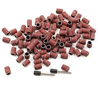 Chiloskit D1/4" Taladro de uñas bandas de lijado de repuesto con 2 Mandril Fit Dremel para madera metal mascota pequeño perro uñas Grinder,Grit 80,102 Pics