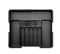Chiluxendo Cuberteros para Cajon Cocina, Organizador Cubiertos con Bloque para Cuchillo, Bandeja Cubiertos Cajon, Cubertero Extensible, Soporte de Cubiertos Ajustable para Cucharas Tenedores(Negro)