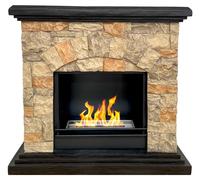 Chimenea de bioetanol Belluno, chimenea de biomasa independiente, diseño de piedra, dimensiones: 105 cm de largo x 38 cm de profundidad x 100 cm de alto
