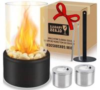 Chimenea de bioetanol con revestimiento de piedra - Para interior y exterior - Calefactora - Piedras de dos colores - Duración de combustión prolongada - Diseño de doble cámara