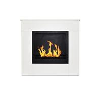 Chimenea de bioetanol de suelo de madera blanca Fabricada en Italia Michelangelo 96x36x90h