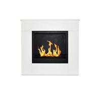 Chimenea de bioetanol de suelo de madera blanca Fabricada en Italia Michelangelo 96x36x90h