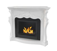 Chimenea de bioetanol de suelo de madera París Blanco L123xP39xH100