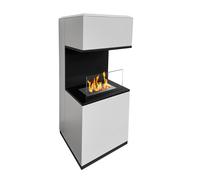 Chimenea de bioetanol de suelo Oslo en acero blanco L38xP38xH100
