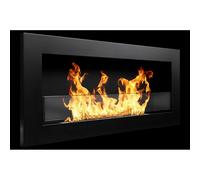 Chimenea de Bioetanol empotrada o de pared Livorno Black L 90 x P 12 x H 40 with Vidrio