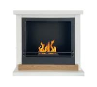 Chimenea de Bioetanol Estocolmo biochimenea de suelo en Madera Blanca L75xP24xH68 cm