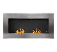 Chimenea de bioetanol HOMCOM Quemador empotrable en la pared 2 x 0,9 L, aprox. 3 h Tiempo de combustión 110L x 14l x 54H cm Cubierta 25-30 m² Acero inoxidable Gray