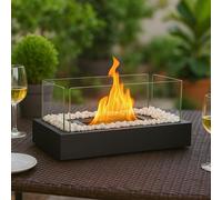 Chimenea de bioetanol para mesa, diseño interior, fuego decorativo, chimenea de vidrio , chimenea de etanol para exteriores, rectangular, 35 cm, hogar para salón o balcón, segura