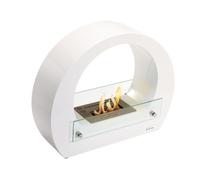 Chimenea de etanol con diseño circular acabado en acero inoxidable y acero esmaltado. incluye un bloque de combustión de 1.5l de capacidad que permite regular la llama. y su potencia calorífica es equ