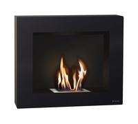 Chimenea de etanol de 1.75kw y 1.2l de capacidad. diseño rectangular en acero lacado negro. sin humos. olores ni cenizas. adaptable a bloque de llama simulada firecool compact de purline