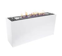 Chimenea de etanol de suelo de grandes dimensiones en acero lacado blanco y 3 quemadores Purline GEA White