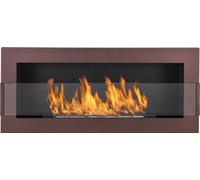 Chimenea de etanol Nice-House de 900x400 mm, color marrón con cristal. Chimenea de etanol de 90 cm para instalación en la pared o para colgar en la pared