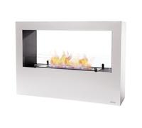 Chimenea de etanol rectangular acabada en acero lacado blanco. incluye un depósito de 3l 100 cm