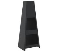 vidaXL Chimenea de exterior con leñero y diseño de torre acero negro