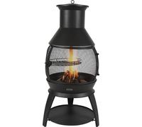 Chimenea de hierro para exteriores de 56 cm (22 pulgadas) con parrilla y revestimiento para la chimenea