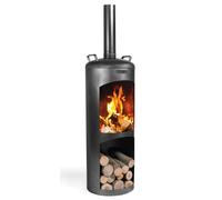 Chimenea De Jardín Faro H 158 Cm Para Calentar Y Asar Horno De Terraza De Acero