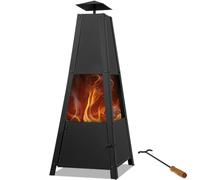 Gardebruk Chimenea de Jardín Brasero Pirámide Estufa de Leña con Atizador Fogón Exterior 102x35x35cm