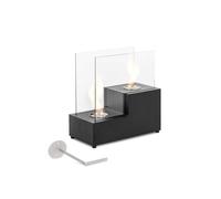 Chimenea de mesa biológica Two Steps de 1,5 kW con dos quemadores de acero, marco de metal negro y cristal templado, linterna moderna - Piedras - Stones