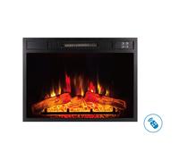 Chimenea eléctrica 2000W cristal templado negro con mando a distancia y llama ajustable Purline CHE-620 Black De Temperatura