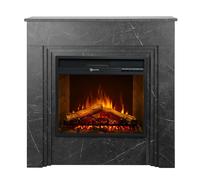 Chimenea eléctrica BELLINI de madera efecto mármol negro hecha en Italia L96 x P