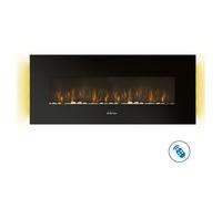 Pur Line Chimenea eléctrica mural CHE-500 2kW panorámica cristal templado negro con mando a distancia