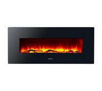Pur Line Chimenea eléctrica CHE-515 1600W panorámica de cristal templado negra 128 cm