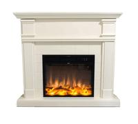 Chimenea eléctrica completa con inserto eléctrico de 1500 w con efecto de llama superrealista y revestimiento de madera mdf blanco crema. mando a distancia incluido, sólo se puede utilizar el efecto d