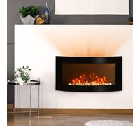 Chimenea eléctrica con calefacción, chimenea de pared con efecto de llama LED, 7 colores de llama, 1000/2000 W, chimenea eléctrica con temporizador, termostato ajustable