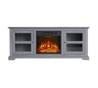 Chimenea Eléctrica Con Mueble Aparador Rustico Color Gris