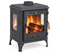 Chimenea eléctrica con ventana panorámica, potencia de 7,2 kW y carcasa metálica negra, para una calefacción que crea ambiente