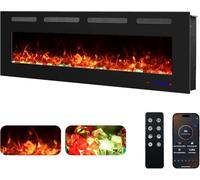 Chimenea Eléctrica de Pared Weka Fireplace WiFi, Ultrafina - 7,5 cm, Vidrio Templado, Sin Humo, Control Remoto y Pantalla Táctil, Calefacción 750/1500W, 13 Colores de Llama (127 cm App New)
